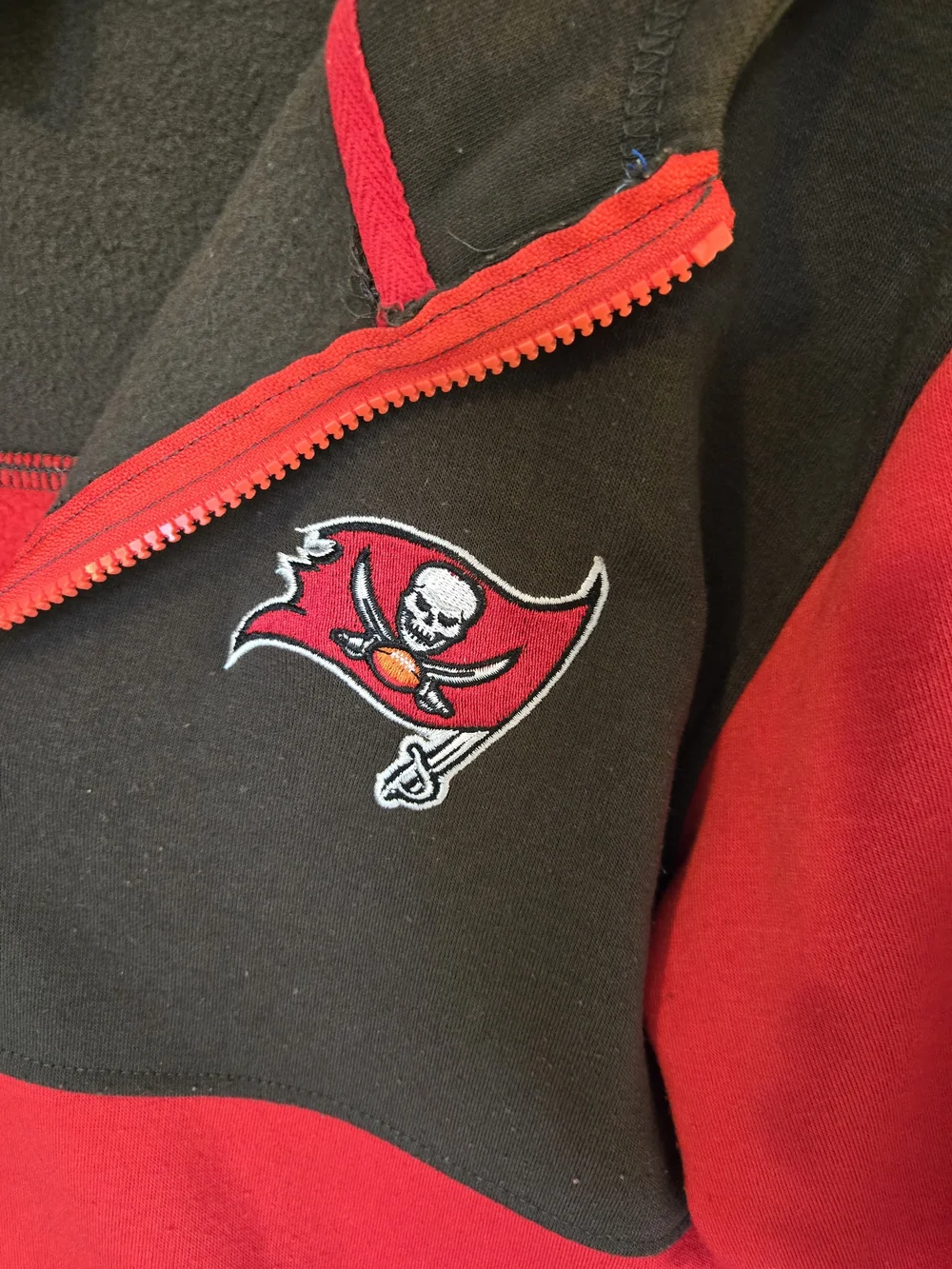NFL Tampa Bay Buccaneers Red & Black Quarter-Zip Hoodie Sweatshirt